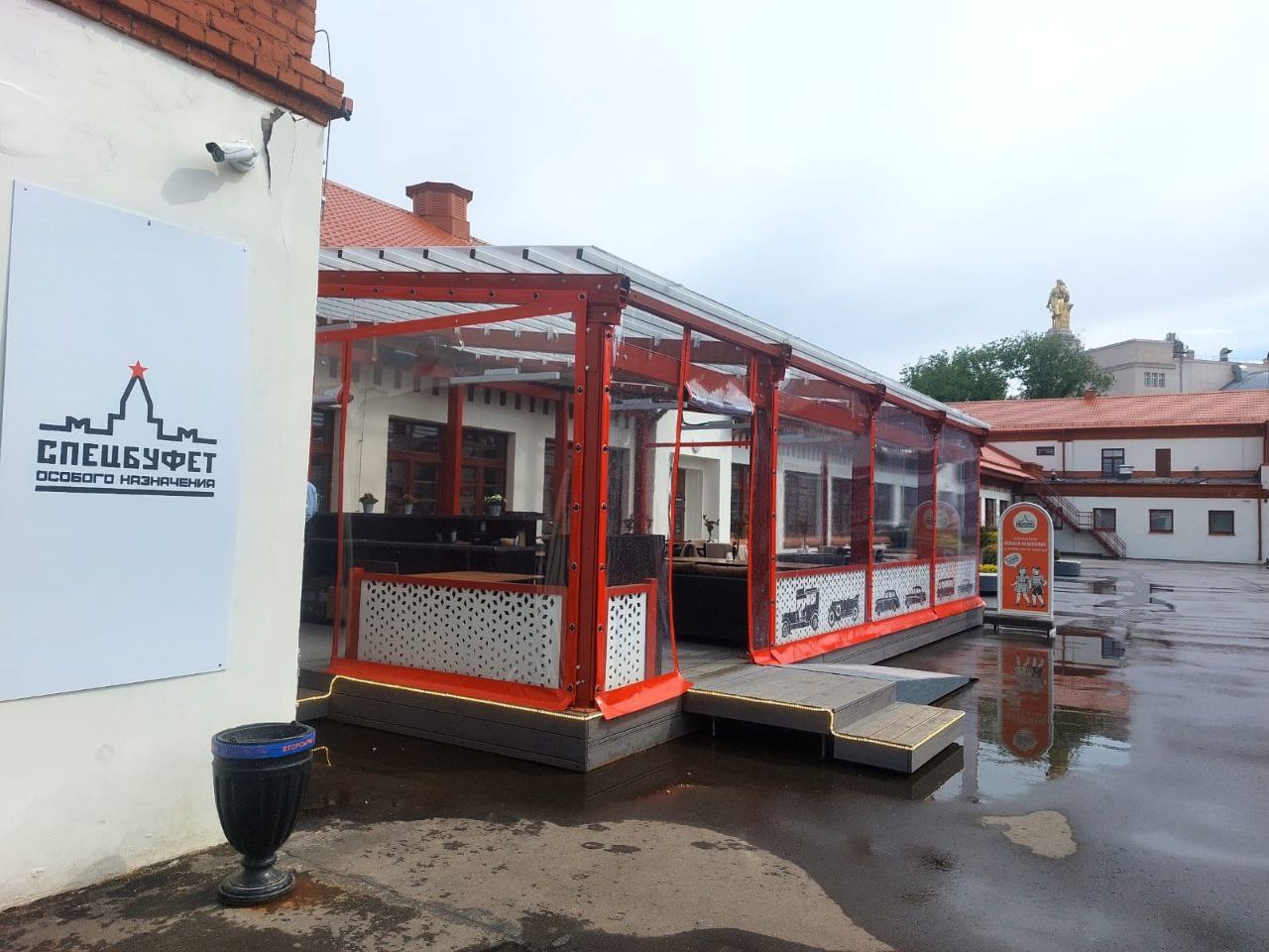 ПВХ шторы для летней террасы кафе в городе Конаково